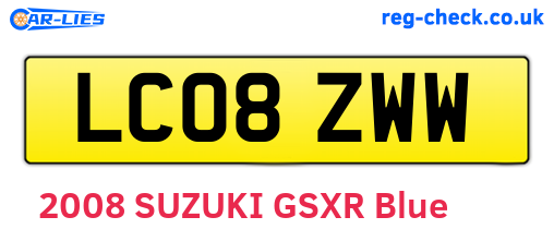 LC08ZWW are the vehicle registration plates.