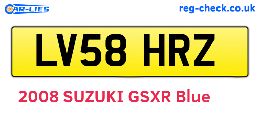 LV58HRZ are the vehicle registration plates.