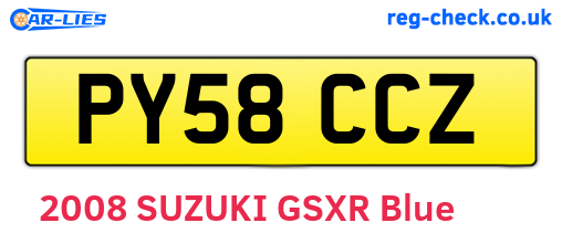 PY58CCZ are the vehicle registration plates.