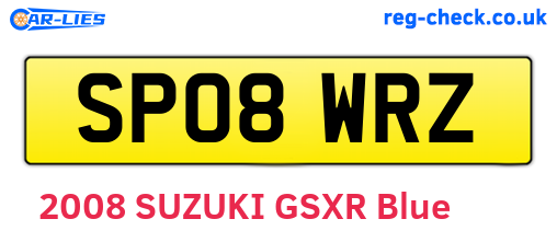 SP08WRZ are the vehicle registration plates.