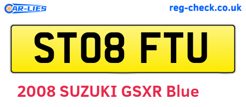 ST08FTU are the vehicle registration plates.