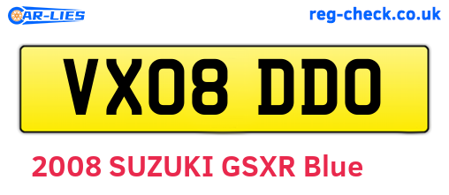 VX08DDO are the vehicle registration plates.