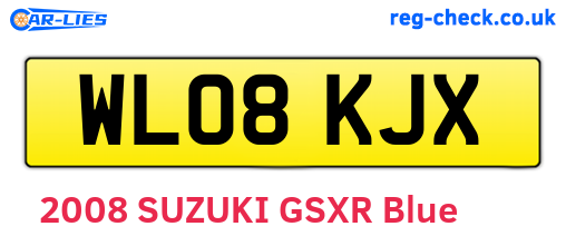 WL08KJX are the vehicle registration plates.