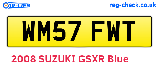 WM57FWT are the vehicle registration plates.