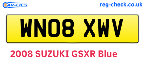 WN08XWV are the vehicle registration plates.