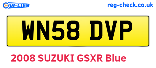 WN58DVP are the vehicle registration plates.