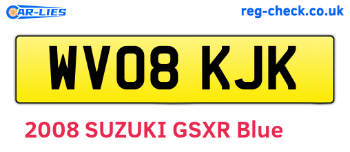 WV08KJK are the vehicle registration plates.