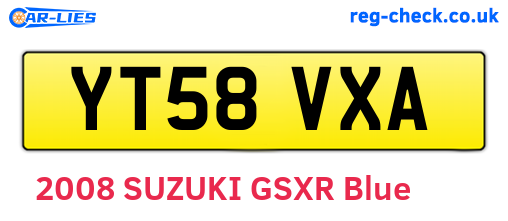 YT58VXA are the vehicle registration plates.