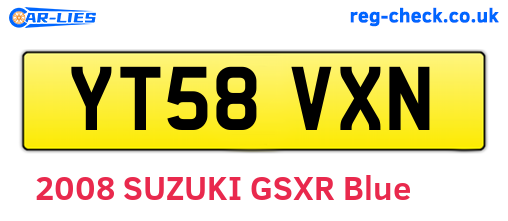 YT58VXN are the vehicle registration plates.