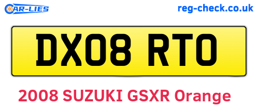 DX08RTO are the vehicle registration plates.