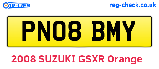 PN08BMY are the vehicle registration plates.