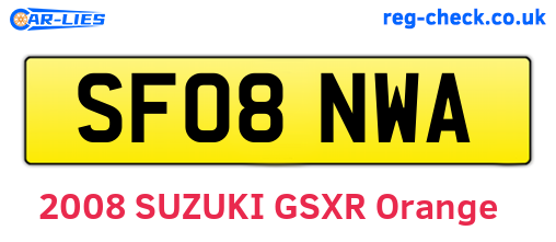 SF08NWA are the vehicle registration plates.