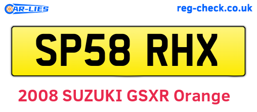 SP58RHX are the vehicle registration plates.