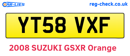YT58VXF are the vehicle registration plates.