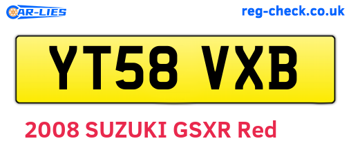 YT58VXB are the vehicle registration plates.