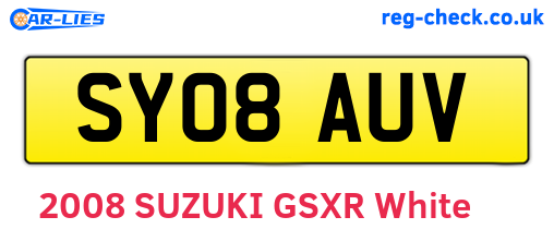 SY08AUV are the vehicle registration plates.