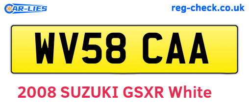 WV58CAA are the vehicle registration plates.