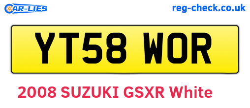 YT58WOR are the vehicle registration plates.