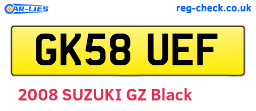 GK58UEF are the vehicle registration plates.