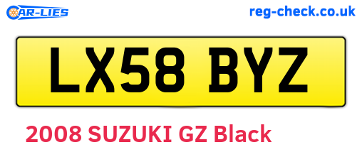 LX58BYZ are the vehicle registration plates.