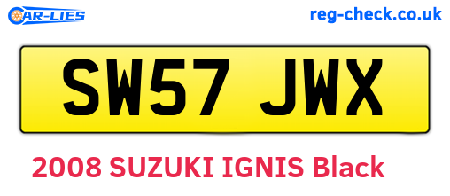 SW57JWX are the vehicle registration plates.