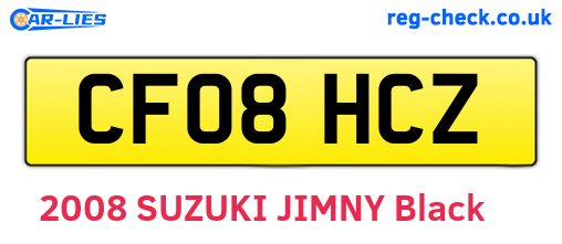 CF08HCZ are the vehicle registration plates.