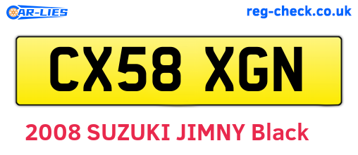 CX58XGN are the vehicle registration plates.