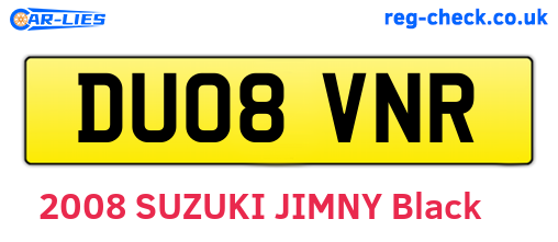 DU08VNR are the vehicle registration plates.