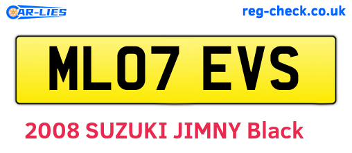 ML07EVS are the vehicle registration plates.