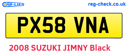 PX58VNA are the vehicle registration plates.