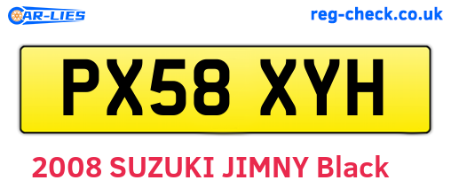 PX58XYH are the vehicle registration plates.