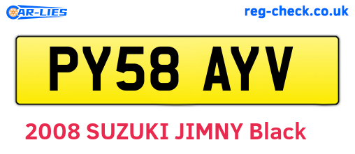 PY58AYV are the vehicle registration plates.