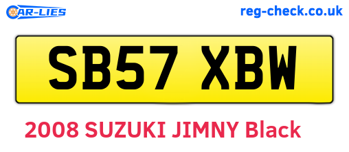 SB57XBW are the vehicle registration plates.