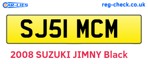 SJ51MCM are the vehicle registration plates.