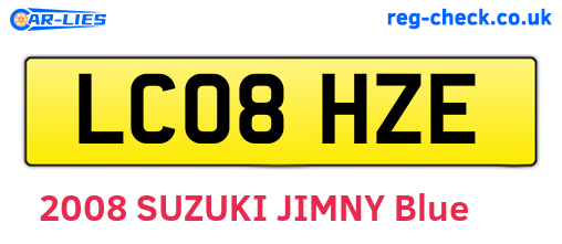 LC08HZE are the vehicle registration plates.