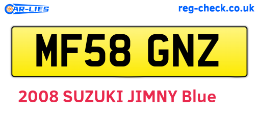 MF58GNZ are the vehicle registration plates.