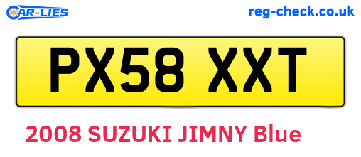 PX58XXT are the vehicle registration plates.