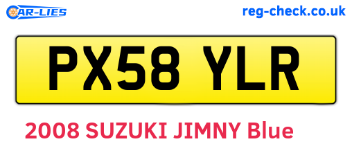 PX58YLR are the vehicle registration plates.