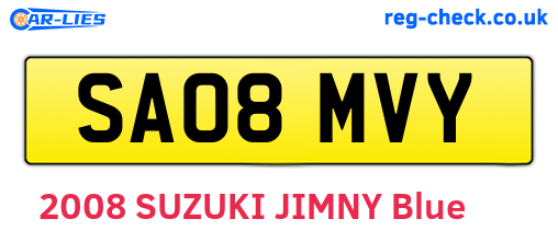SA08MVY are the vehicle registration plates.