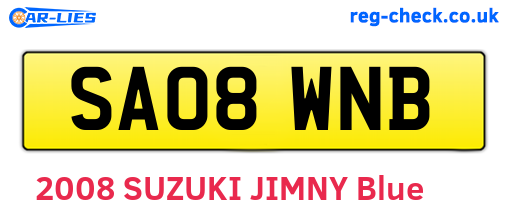SA08WNB are the vehicle registration plates.