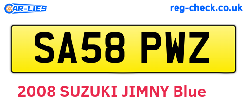 SA58PWZ are the vehicle registration plates.