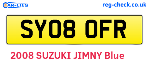 SY08OFR are the vehicle registration plates.