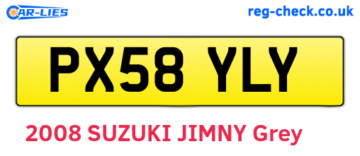 PX58YLY are the vehicle registration plates.
