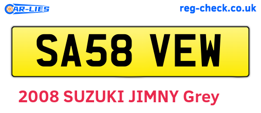 SA58VEW are the vehicle registration plates.