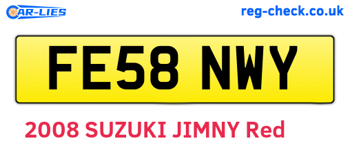 FE58NWY are the vehicle registration plates.