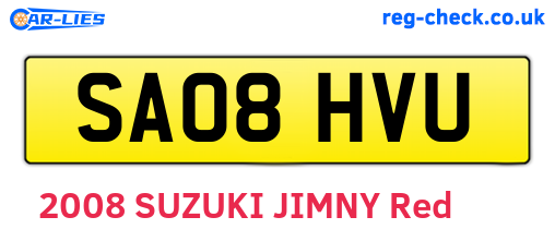 SA08HVU are the vehicle registration plates.