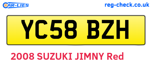 YC58BZH are the vehicle registration plates.