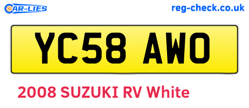 YC58AWO are the vehicle registration plates.