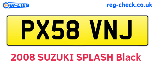 PX58VNJ are the vehicle registration plates.