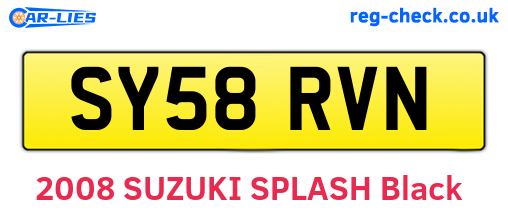 SY58RVN are the vehicle registration plates.